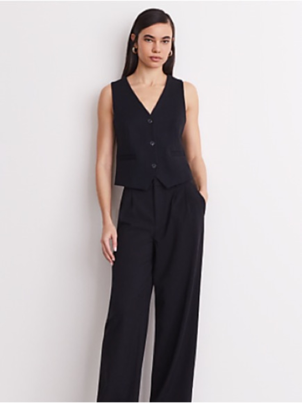 LOFT Tailored Black V-Neck Vest